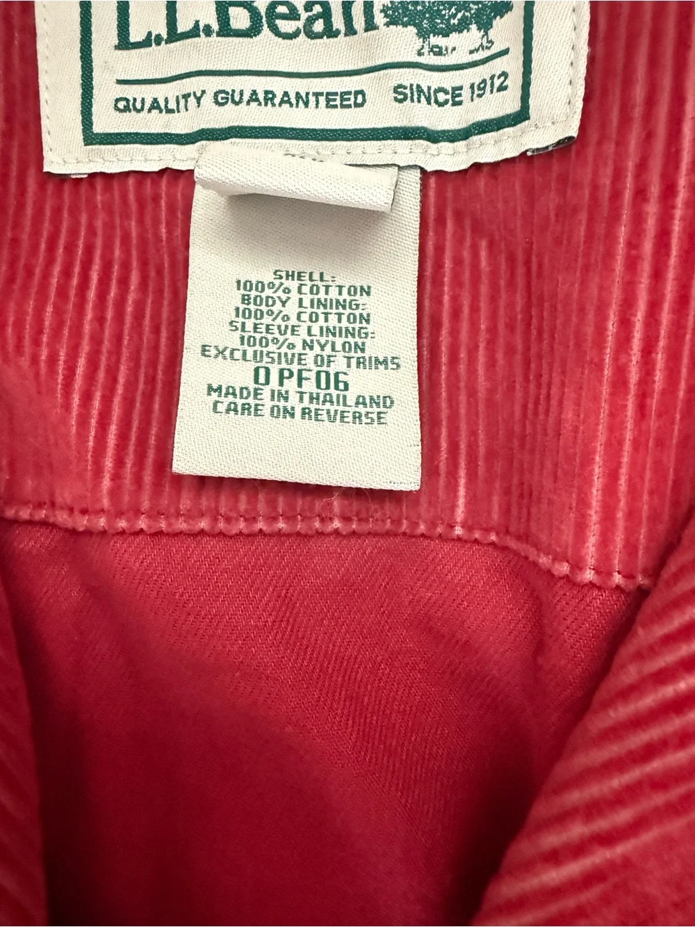 LL Bean Women’s Small Red Corduroy Chore Coat W/ Embroidered Quail Bird Detail - Picture 4 of 6